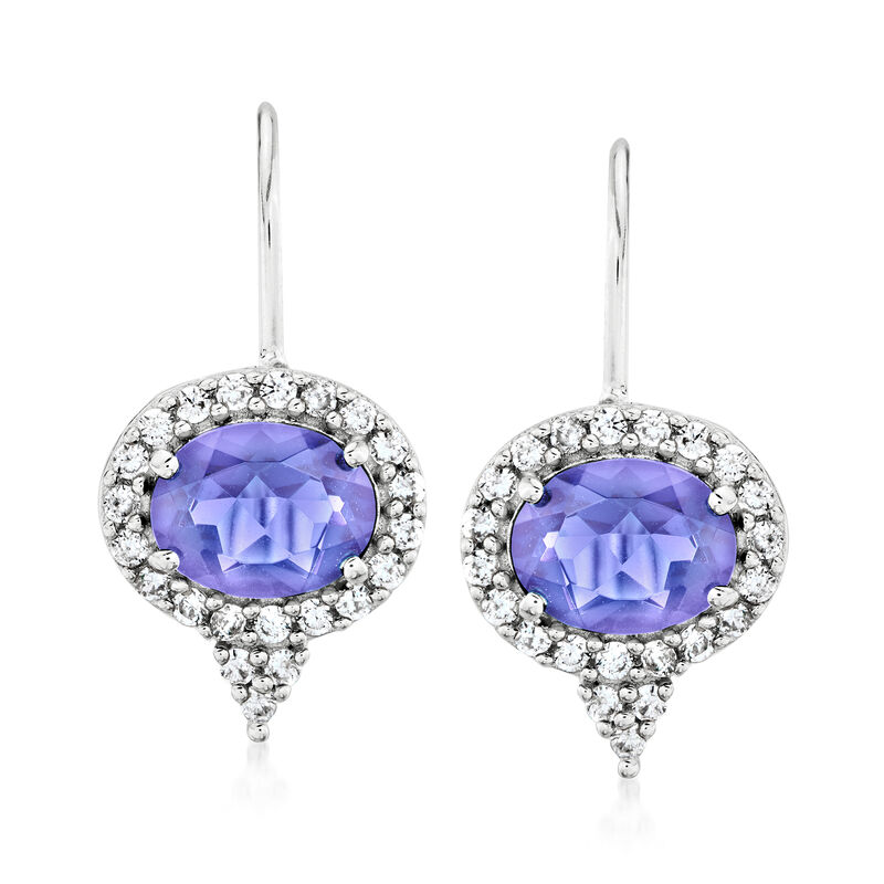 2.50 ct. t.w. Simulated Tanzanite and .80 ct. t.w. CZ Drop Earrings in Sterling Silver image number 0