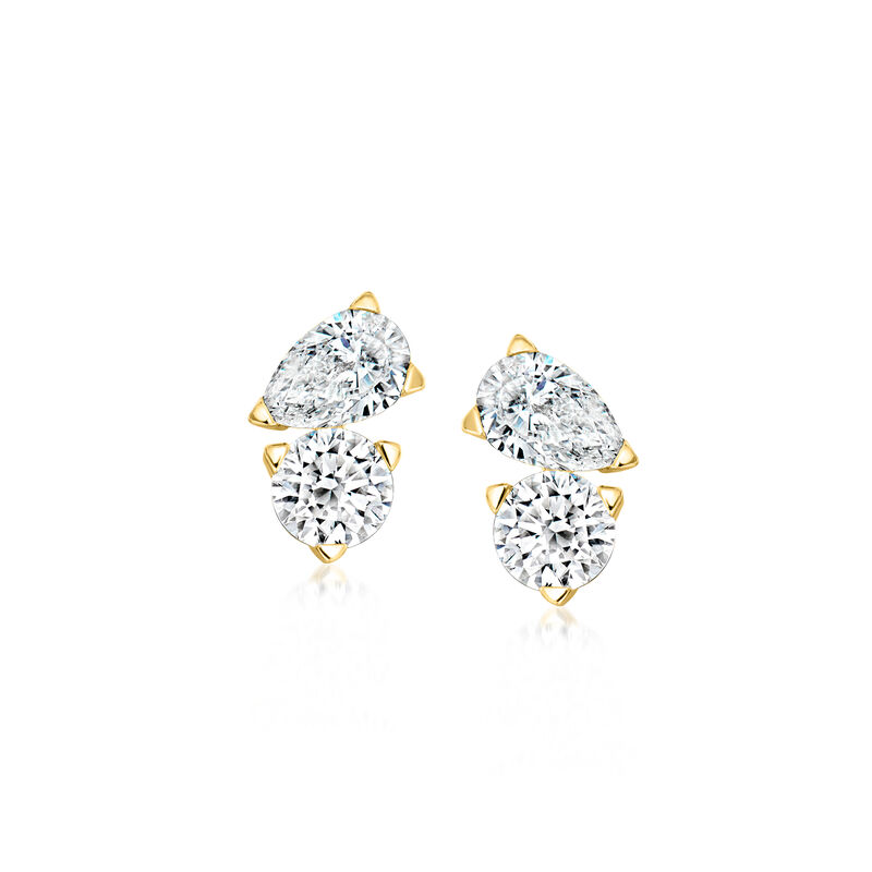 1.00 ct. t.w. Lab-Grown Diamond Toi et Moi Earrings in 14kt Yellow Gold image number 0