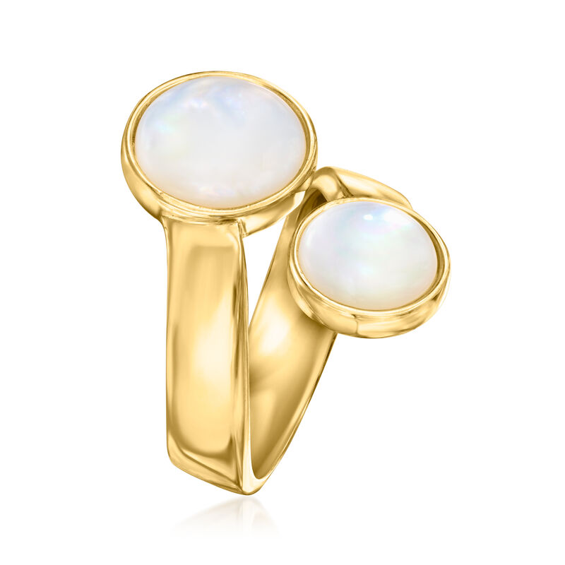 Mother-of-Pearl Bypass Ring in 18kt Gold Over Sterling image number 2