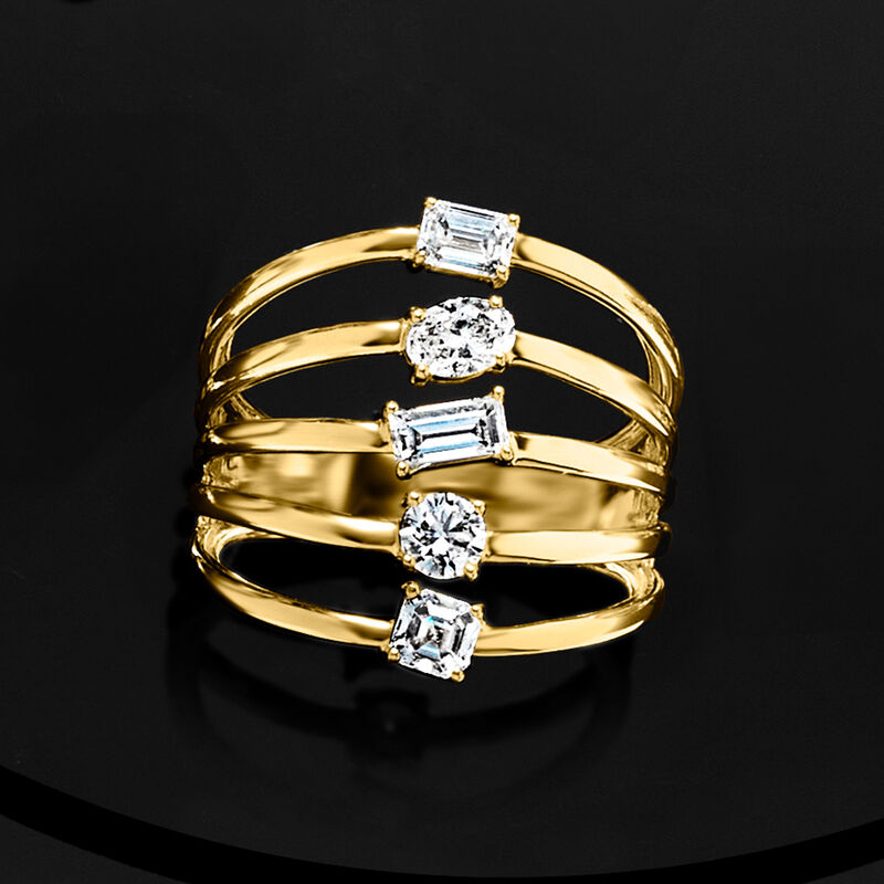 1.00 ct. t.w. Lab-Grown Diamond Multi-Row Ring in 18kt Gold Over Sterling image number 3