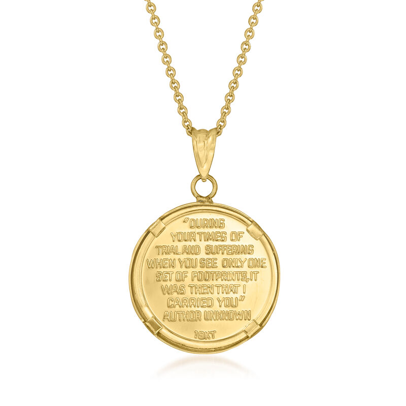 C. 1990 Vintage 18kt Yellow Gold &quot;Footprints in the Sand&quot; Pendant Necklace image number 2