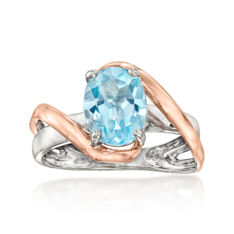 C. 2000 Vintage 2.20 Carat Sky Blue Topaz Ring in 14kt Two-Tone Gold image number 0