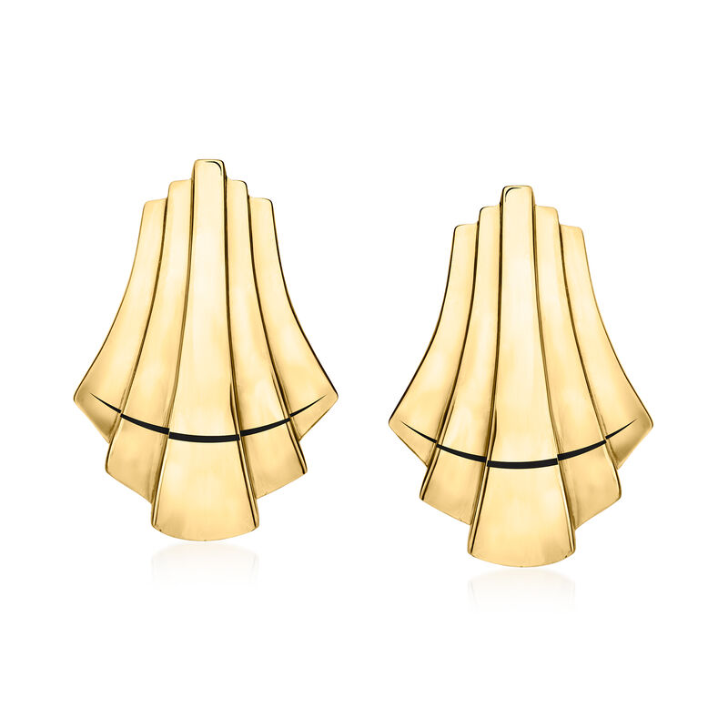 Italian 18kt Gold Over Sterling Graduated Fan Earrings image number 0