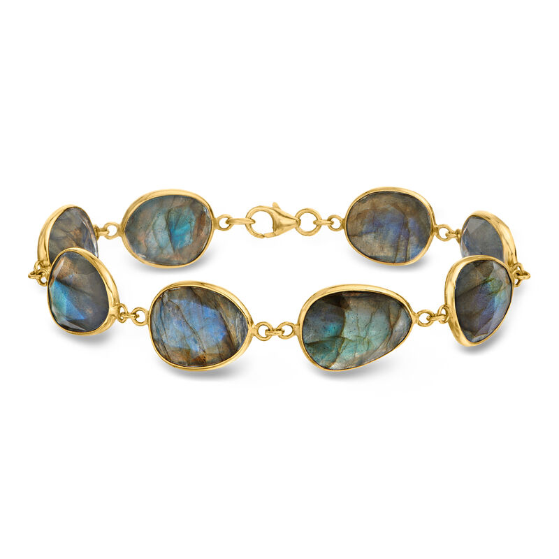 Labradorite Station Bracelet in 18kt Gold Over Sterling image number 0