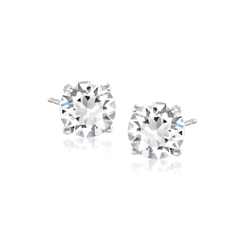 Jewelry Set: White Swarovski Crystal  Necklace and Earrings in Sterling Silver. 16&quot; image number 4
