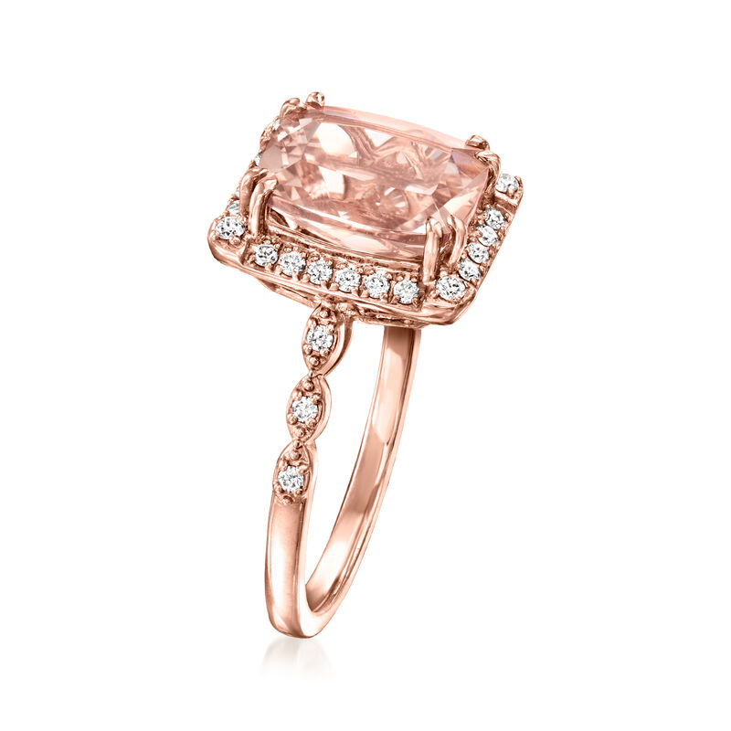 2.60 Carat Morganite Ring with .22 ct. t.w. Diamonds in 14kt Rose Gold image number 2
