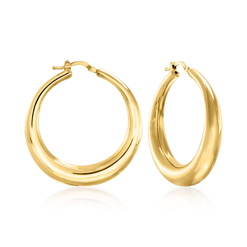 Italian 18kt Yellow Gold Graduated Hoop Earrings. 1 1/2&quot; image number 0