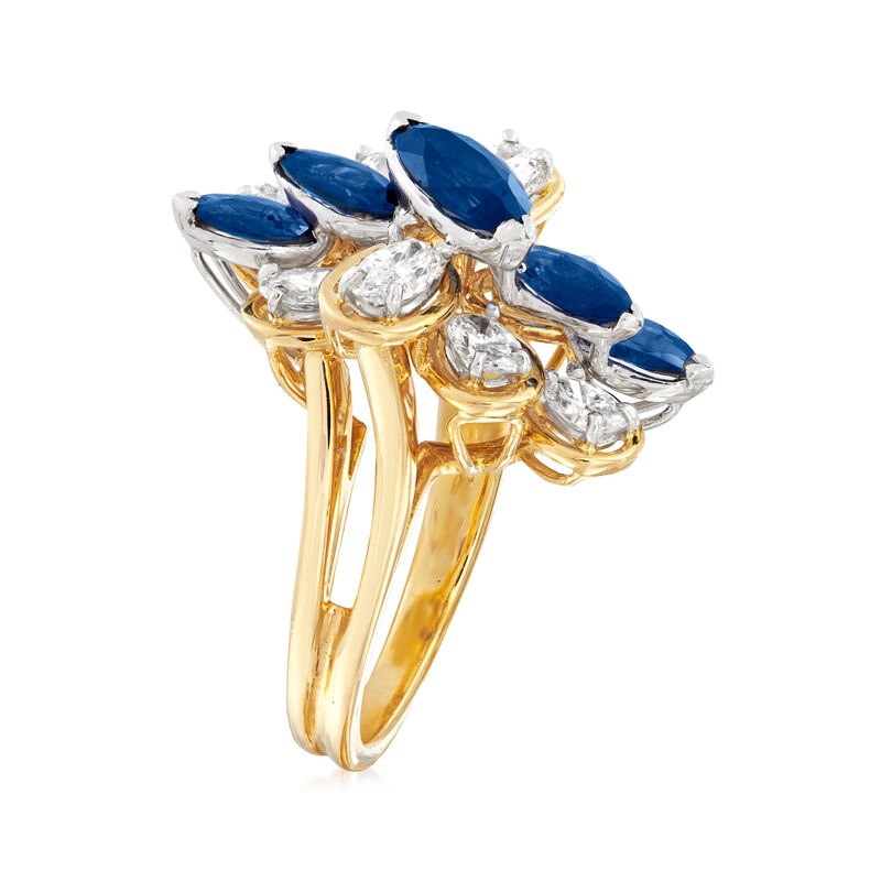 C. 1980 Vintage Oscar Heyman 2.20 ct. t.w. Sapphire and 2.00 ct. t.w. Diamond Ring in Platinum and 18kt Yellow Gold. Size 6.25 image number 2