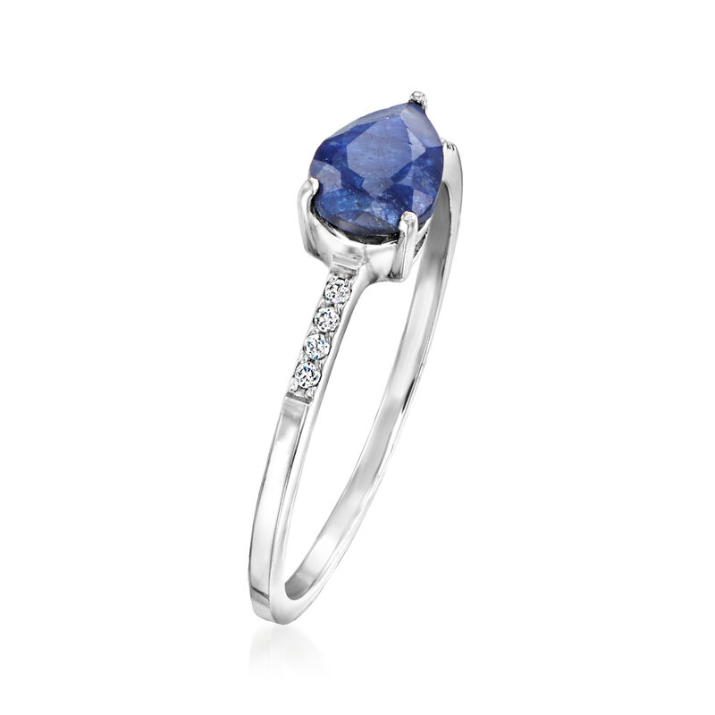 1.00 Carat Sapphire Ring with White Topaz in Sterling Silver image number 2