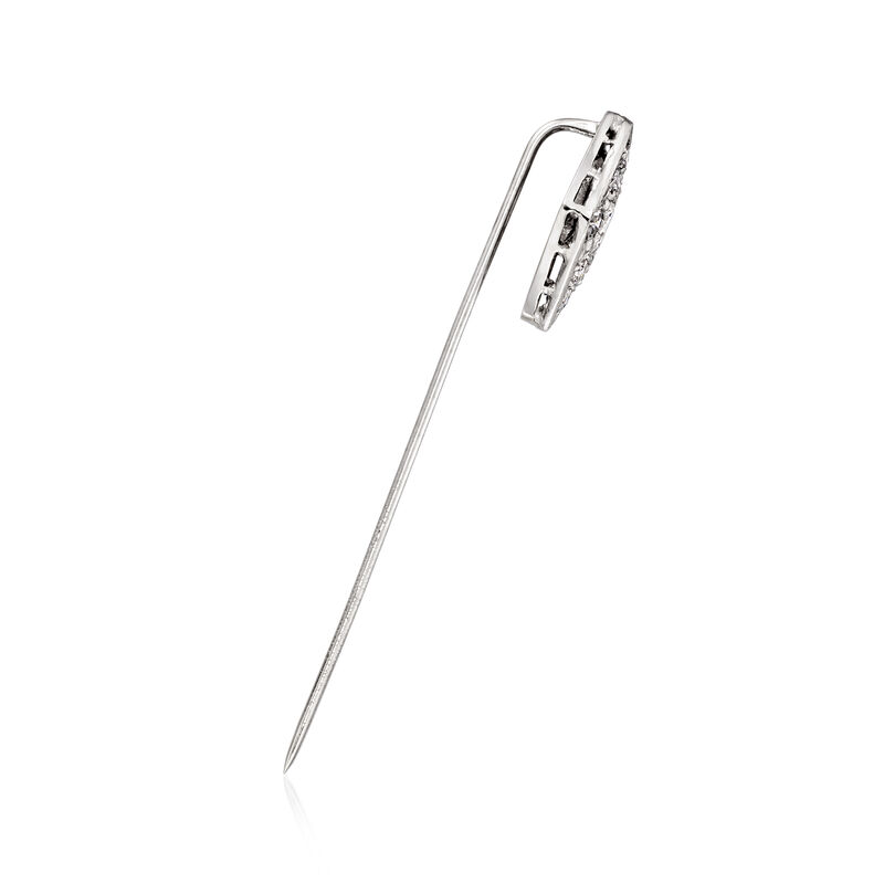 C. 1980 Vintage .85 ct. t.w. Diamond Stick Pin in Palladium image number 2