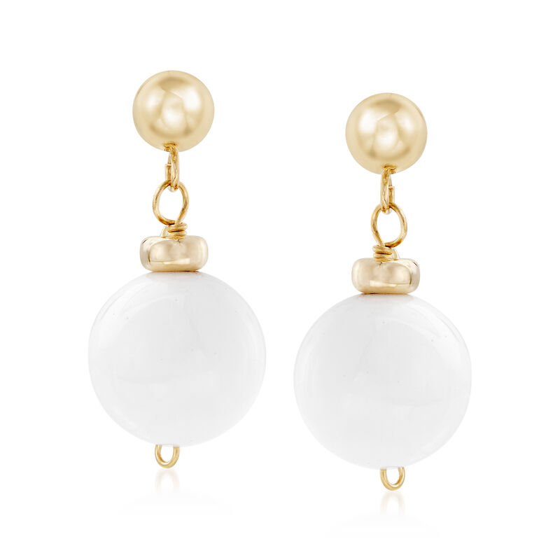 White Agate Bead Earrings in 14kt Yellow Gold image number 0