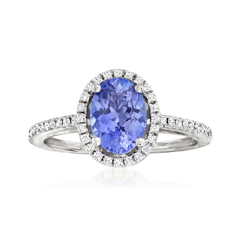 1.35 Carat Tanzanite and .18 ct. t.w. Diamond Ring in 14kt White Gold image number 0