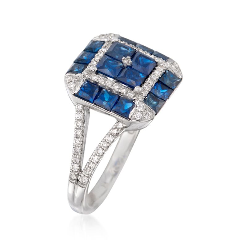 Gregg Ruth 2.20 ct. t.w. Sapphire and .34 ct. t.w. Diamond Ring in 18kt White Gold image number 2
