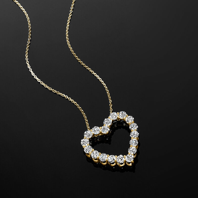 1.00 ct. t.w. Lab-Grown Diamond Heart Pendant Necklace in 14kt Yellow Gold image number 2