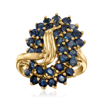 C. 1990 Vintage 2.00 ct. t.w. Sapphire Swirl Ring in 10kt Yellow Gold