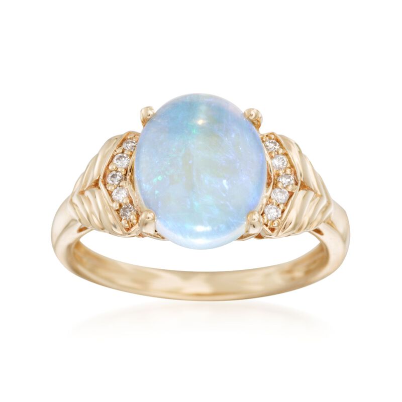 Opal Ring with Diamond Accents in 18kt Yellow Gold image number 0