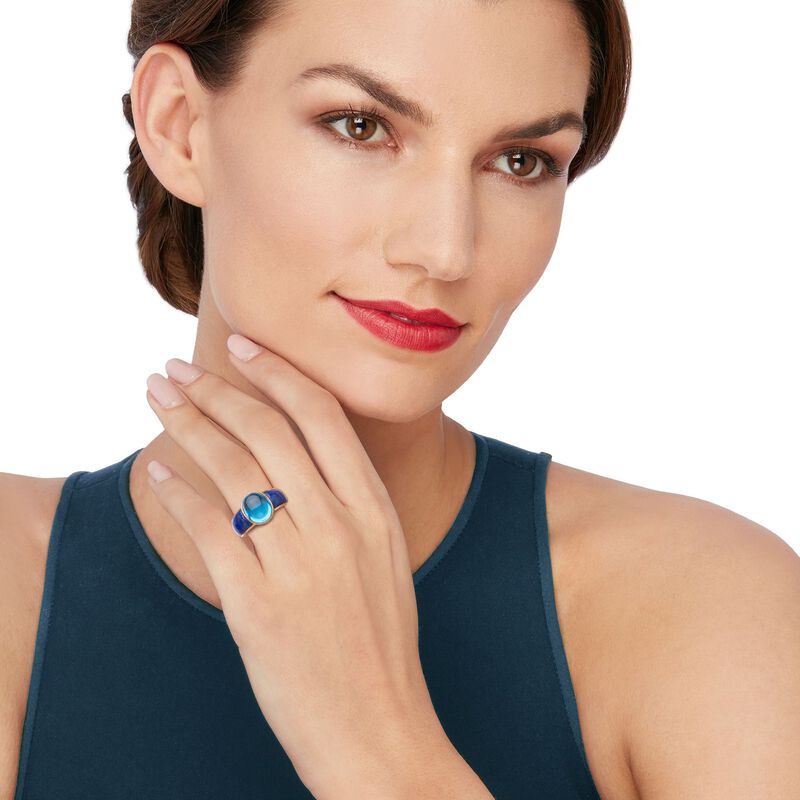 7.75 Carat Blue Topaz and Lapis Ring in 14kt Yellow Gold image number 1