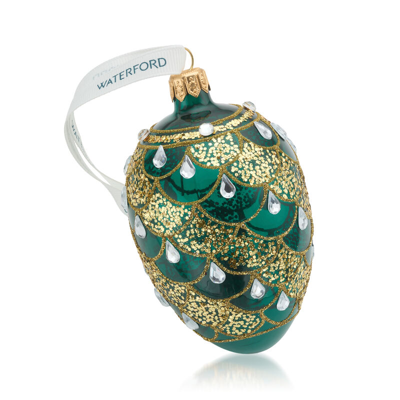 Waterford Crystal &quot;Holiday Heirlooms&quot; Glass Oval Bauble Ornament image number 1