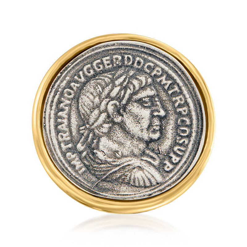 Italian Two-Tone Sterling Silver Replica Roman Coin Ring image number 0