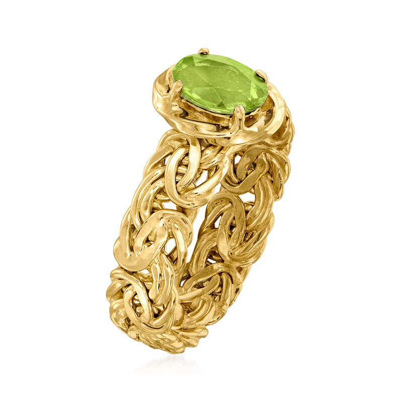 .80 Carat Peridot Byzantine Ring in 18kt Gold Over Sterling image number 2