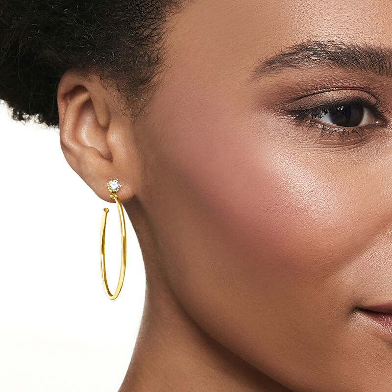 Italian .50 ct. t.w. CZ Jewelry Set: Stud Earrings and Hoop Earring Jackets in 18kt Gold Over Sterling. 1 1/2&quot; image number 1