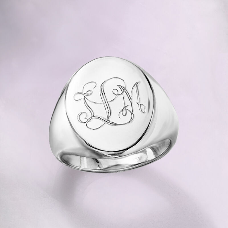 Sterling Silver Personalized Signet Ring image number 5