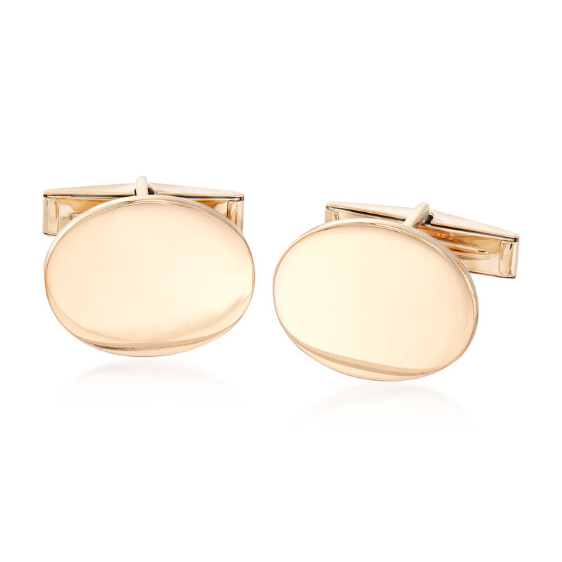 C. 1970 Vintage 14kt Yellow Gold Oval Cuff Links image number 0