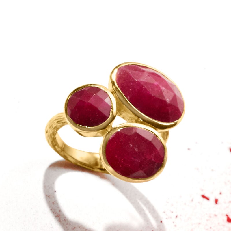 13.05 ct. t.w. Ruby Ring in 18kt Gold Over Sterling image number 3