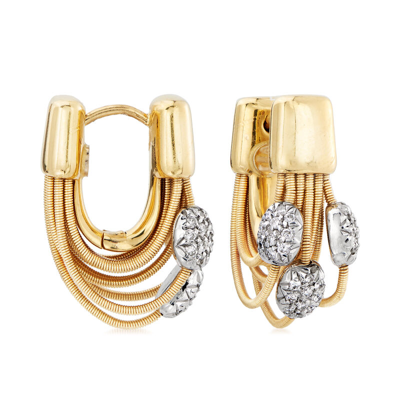 C. 1980 Vintage Marco Bicego .60 ct. t.w. Diamond Cabled Hoop Earrings in 18kt Yellow Gold image number 0