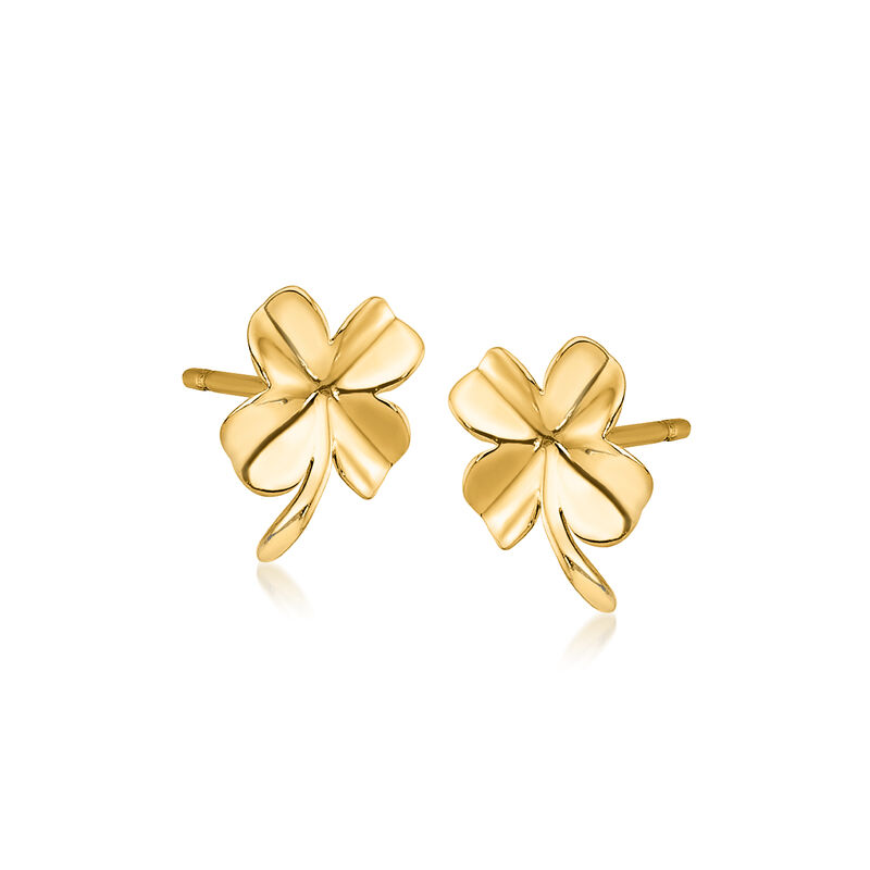 14kt Yellow Gold Four-Leaf Clover Earrings image number 2