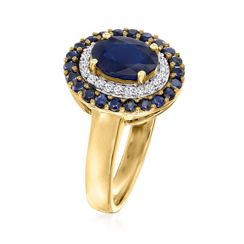 2.00 ct. t.w. Sapphire and .11 ct. t.w. Diamond Ring in 14kt Yellow Gold image number 2