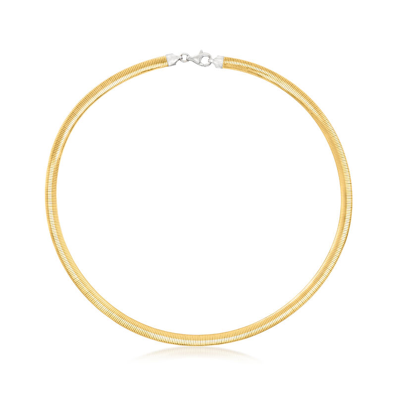 Italian 6mm Reversible Omega Necklace in Two-Tone Sterling Silver image number 0