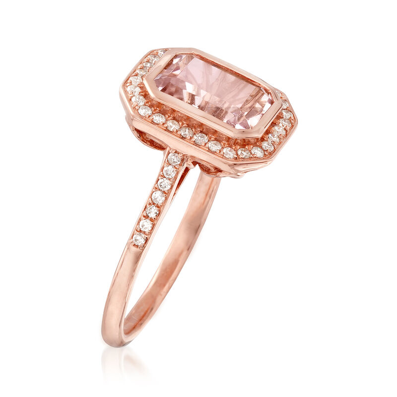 2.00 Carat Morganite and .25 ct. t.w. Diamond Ring in 14kt Rose Gold image number 2
