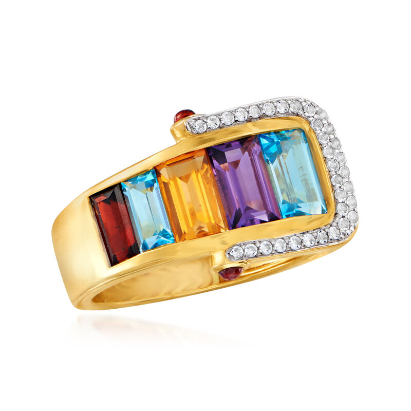 4.20 ct. t.w. Multi-Gemstone Buckle Ring in 18kt Gold Over Sterling image number 3