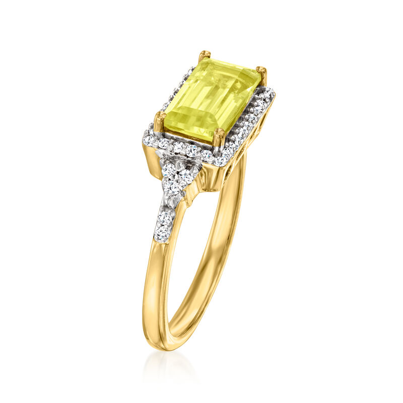 1.20 Carat Lemon Quartz and .20 ct. t.w. White Topaz Ring in 18kt Gold Over Sterling image number 2
