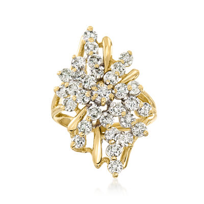 C. 1980 Vintage 3.15 ct. t.w. Diamond Cluster Ring in 10kt Yellow Gold