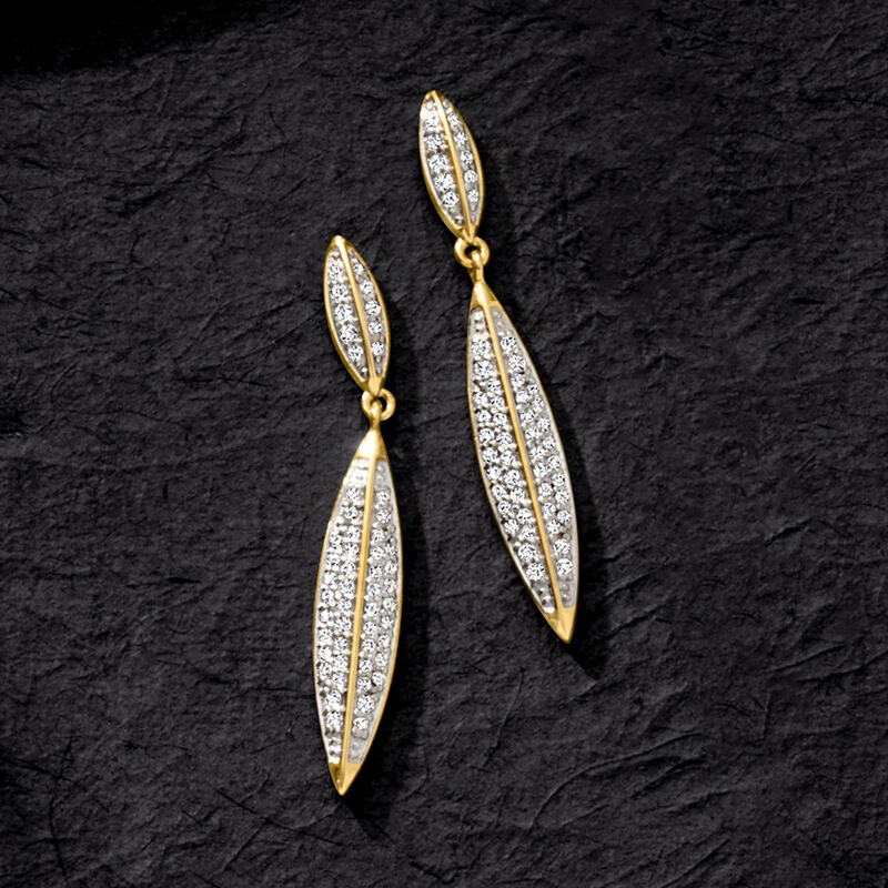 .50 ct. t.w. Diamond Oval Drop Earrings in 18kt Gold Over Sterling image number 2