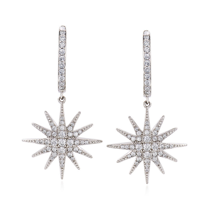 .76 ct. t.w. CZ Star Drop Earrings in Sterling Silver image number 0