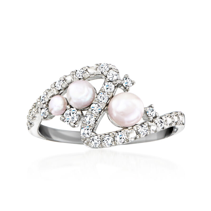2.5-5mm Cultured Pearl and .26 ct. t.w. Diamond Swirl Ring in Sterling Silver image number 0