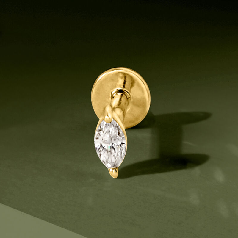 Marquise Lab-Grown Diamond Flat-Back Stud Earrings in 14kt Yellow Gold image number 5