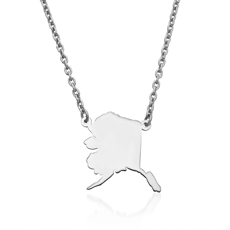 Alaska - Sterling Silver U.S. State Necklace. 18&quot; image number 0