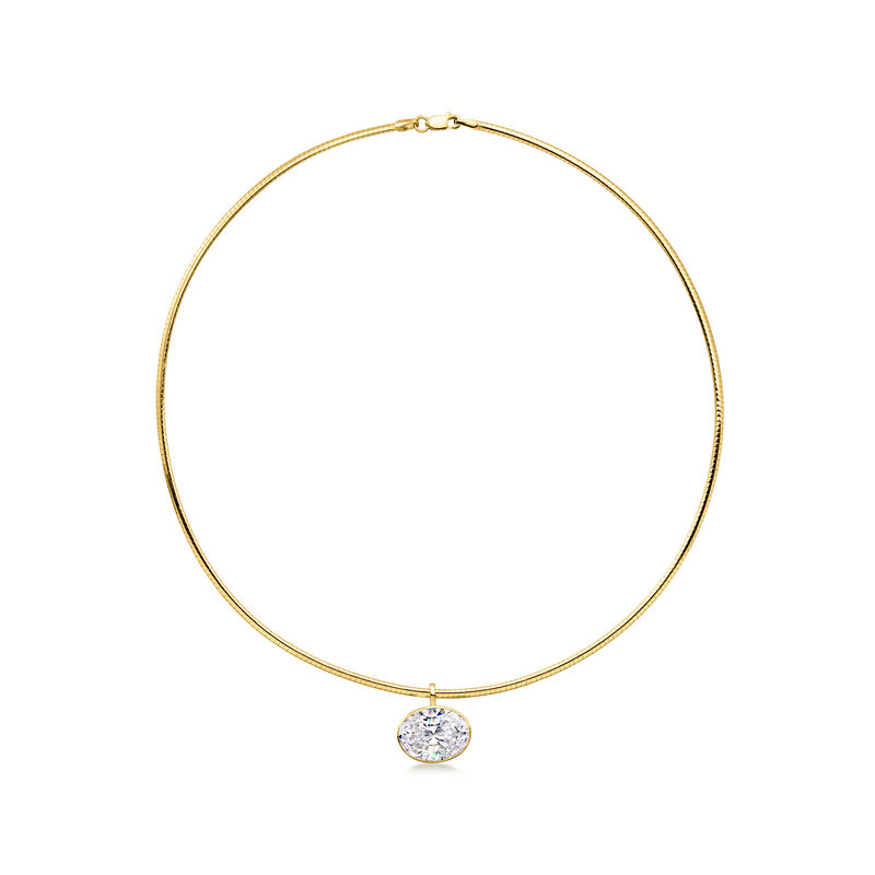 9.00 Carat Bezel-Set Oval CZ Pendant Necklace in 18kt Gold Over Sterling image number 0