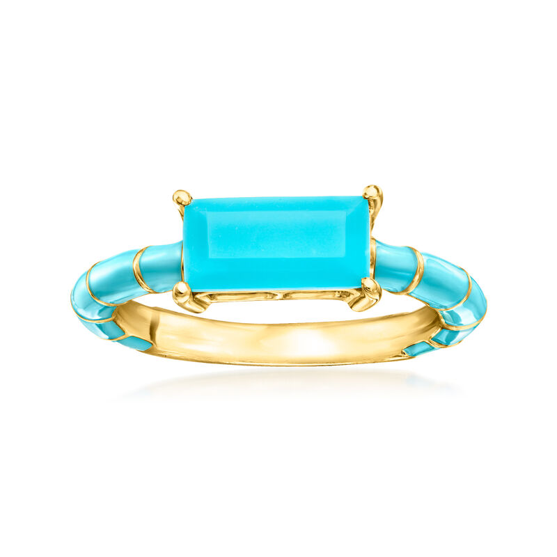 Turquoise and Blue Enamel Ring in 18kt Gold Over Sterling image number 0