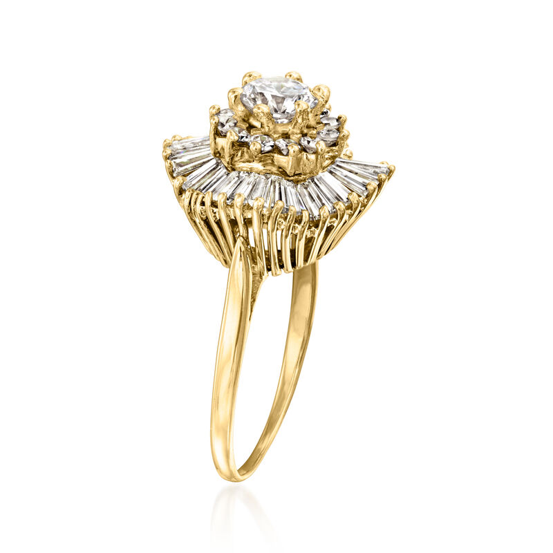 C. 1980 Vintage 2.01 ct. t.w. Diamond Ring in 18kt Yellow Gold. Size 6 image number 2