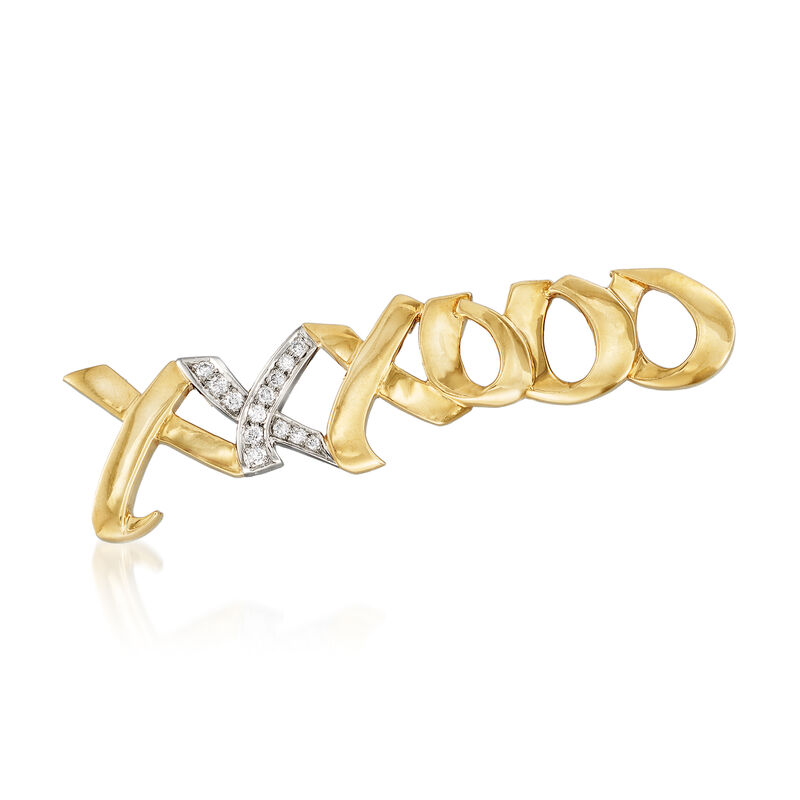 C. 1983 Vintage Tiffany Jewelry .25 ct. t.w. Diamond XO Pin in 18kt Two-Tone Gold image number 0