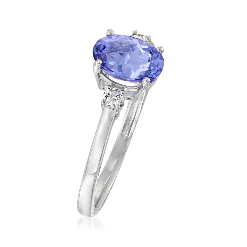 1.20 Carat Tanzanite Ring with .10 ct. t.w. Diamonds in 14kt White Gold image number 2