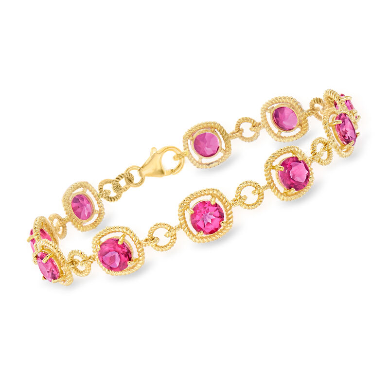 9.00 ct. t.w. Pink Topaz Bracelet in 18kt Gold Over Sterling image number 0