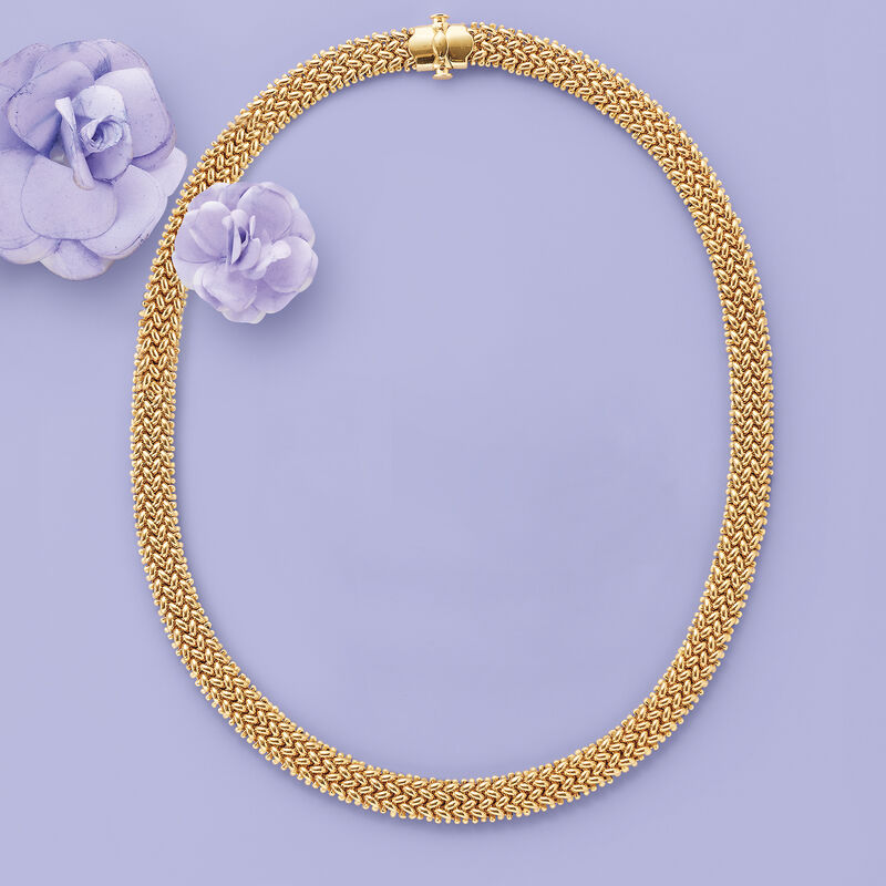 Italian 14kt Yellow Gold Riso-Link Collar Necklace image number 2