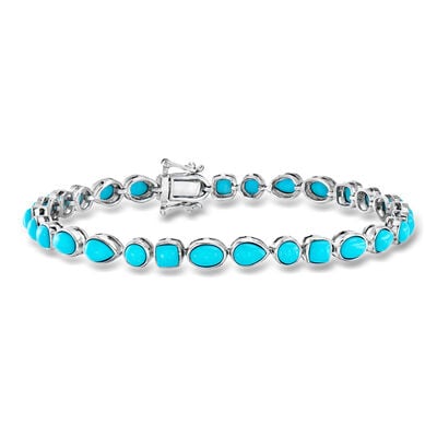 Turquoise Tennis Bracelet in Sterling Silver