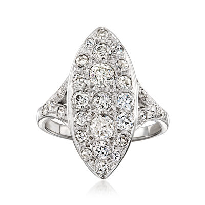 C. 1960 Vintage 2.00 ct. t.w. Diamond Marquise-Shaped Ring in 14kt White Gold